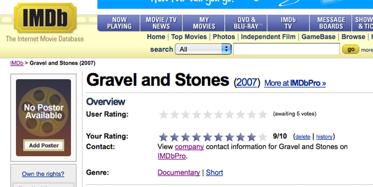 Gravel and Stones at IMDB